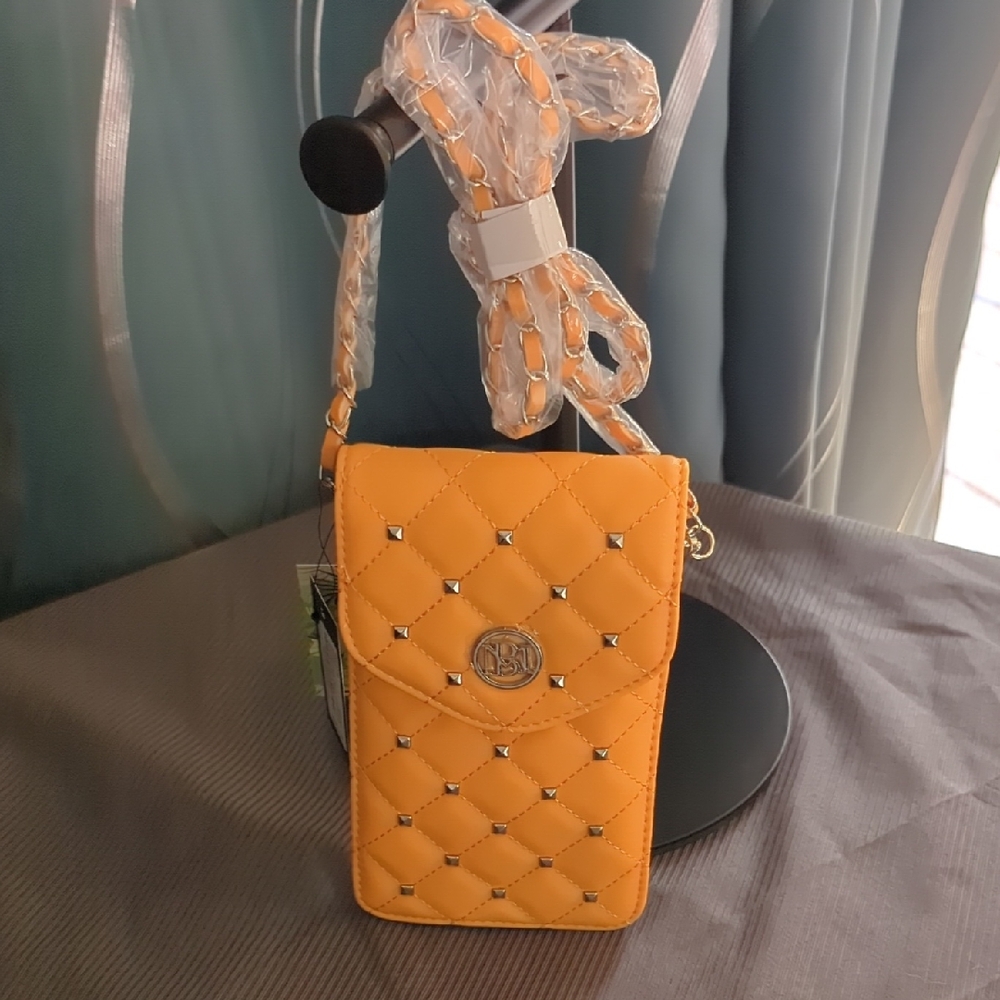 Badgley Mischka Yellow Quilted Crossbody Bag